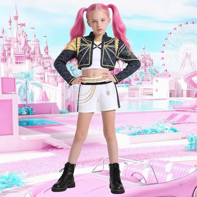 Huntrix Золотой K-pop Охотники на демонов Руми Мира Зои Косплей Костюм Детский для девочек Вечеринка по случаю дня рождения Хэллоуин Одежда для сценического выступления