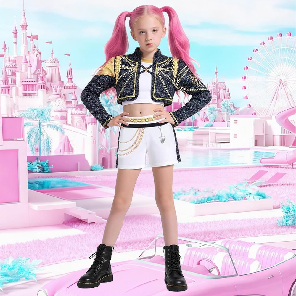 Девочки Дети K-Pop Охотники на демонов Зои Руми Мира Косплей Костюм Набор Маскарадный костюм Идол Кино Косплей Дети Хэллоуин Карнавальный костюм