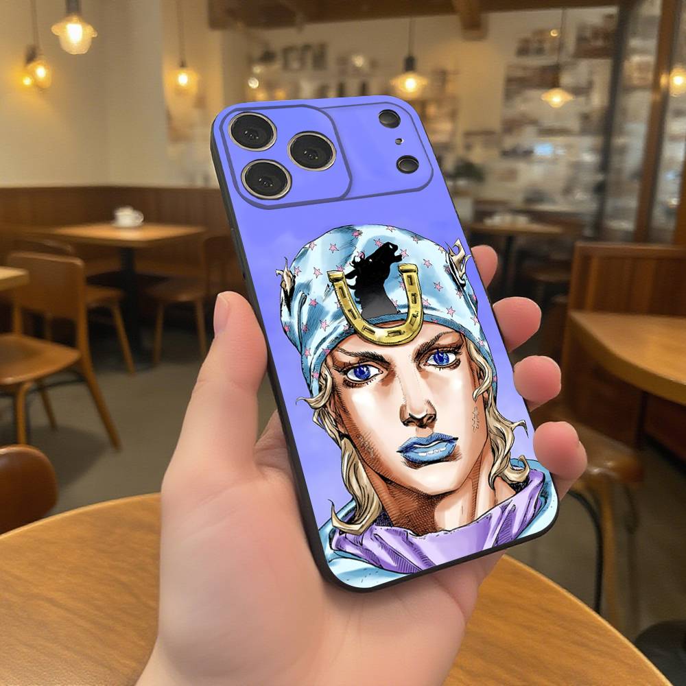 Чехол для телефона Johnny Joestar J-Jojo Для iPhone 17,16,15,14,13,12,11,Pro,XS,Max,XR,Plus,E,SE4,Mini Черный Мягкий чехол