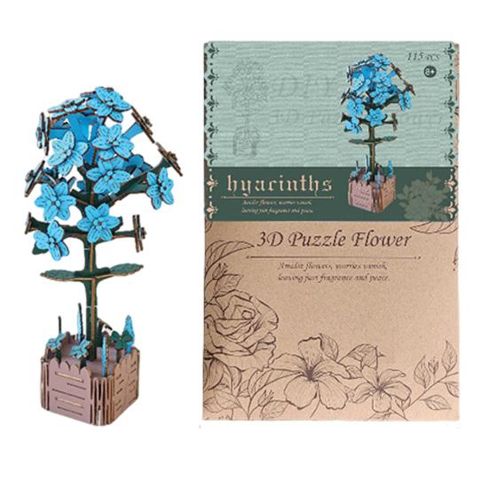 3D Wooden Flower Puzzle Kit for Adults DIY Botanical Bouquet Building Set Wood Sunflower/Rose Floral Craft Kit for Stress Relief Mother's Day