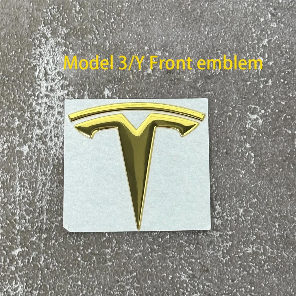 EPYFH1 Front Bumper or Rear Trunk Logo for Tesla Replacement Kit Model 3/Y - Metal Blackened Logo Emblem Car Exterior Decoration Parts