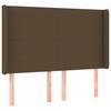 Tête de lit - Avec oreilles - Marron foncé - 147x16x118/128 cm - Tissu polyester, pieds bois, hauteur réglable