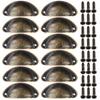 12PCS Retro Metal Kitchen Drawer Cabinet Door Handle and Furniture Knobs Hardware Cupboard Antique Brass Shell Pull Handles