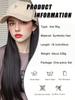 Synthetic Hat Wig 'LY' Embroidered Beige Duck Caps With Long Straight Hair Extensions For Women Hat And Wig In One Piece For Daily Use In Winter
