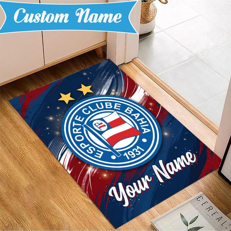 Custom Name Esporte Clube Bahia Carpet Non-Slip Area Rug, Durable Polyester, Ideal for Living Room, Bedroom, Entryway, Decorative Gift
