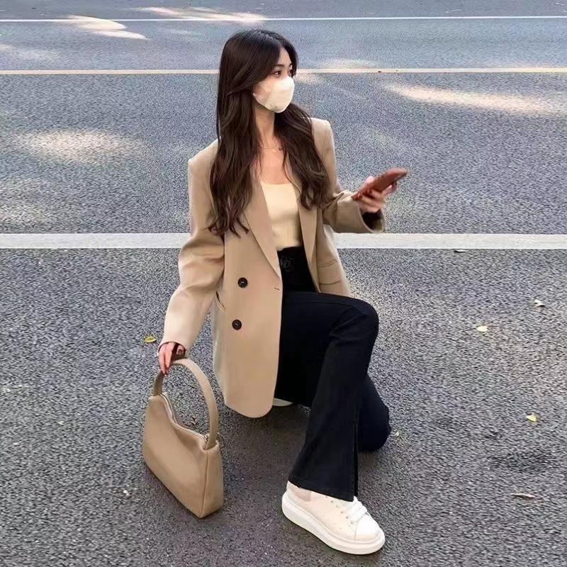 Women Fitted Long Sleeve Blazer Casual Office Solid Color