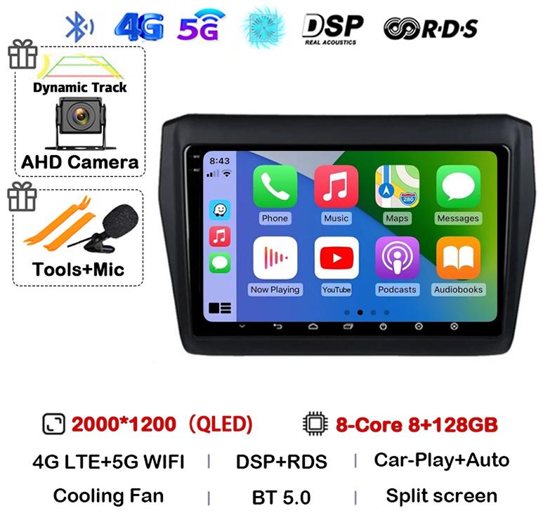 Android 14 Wireless Carplay&Auto Car Radio For Suzuki Swift 2017 2018 2019 Stereo Multimedia Navigation GPS Video Player 4G+WIFI