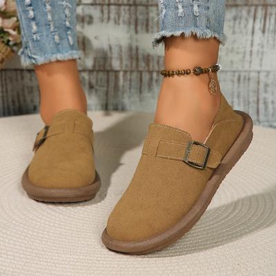 Модная женская обувь, женские закрытые тапочки, замшевые сандалии из коровьей кожи, женские сандалии в стиле ретро, садовые сандалии, 2024, новинка