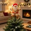 Vivid Felt Tree Ornament Wool Christmas Topper, Cute Snowman/Santa Claus Treetop with Topper Spring Base, Holiday Xmas Decoration for Home Party Decor