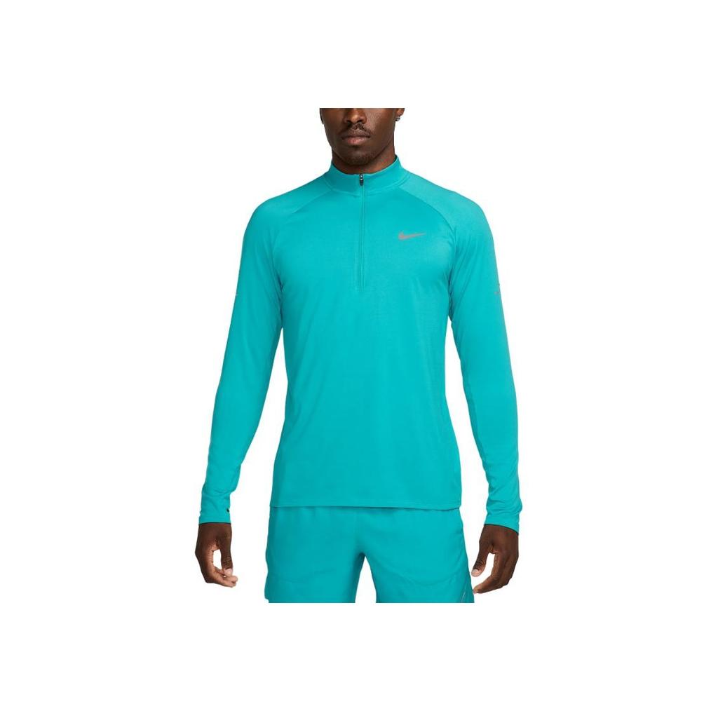 Nike Футболка Dri-Fit с однотонным логотипом, на молнии до половины, со стойкой, с длинным рукавом, мужские топы, светло-голубая HV2180-345