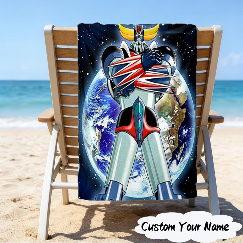 1PC Custom Name Beach Towel Robot Dreams Space Beach Towel, Suitable for Camping, Travel, Beach Accessories, Super Absorbent, Family Gift
