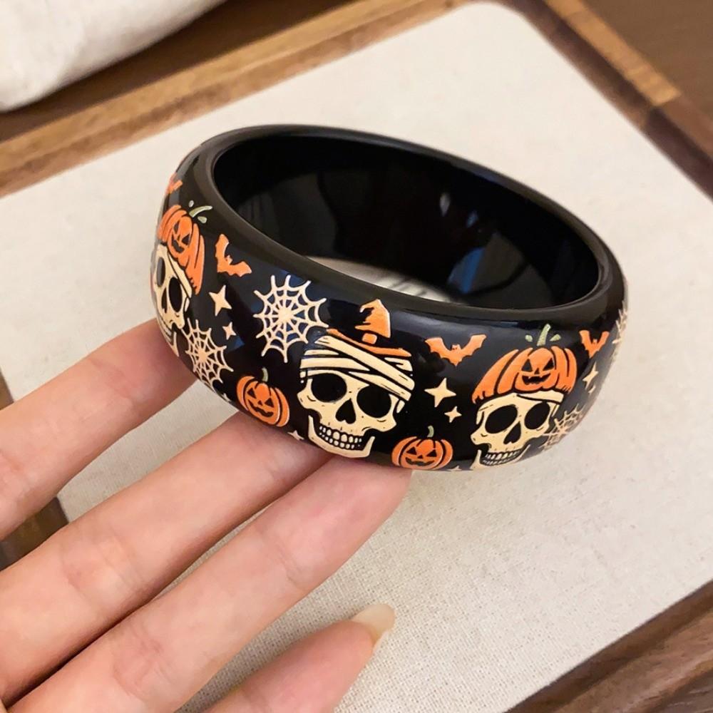 Europe American Style Halloween Acrylic Bangle Pumpkin Skull Hand Ring Girls