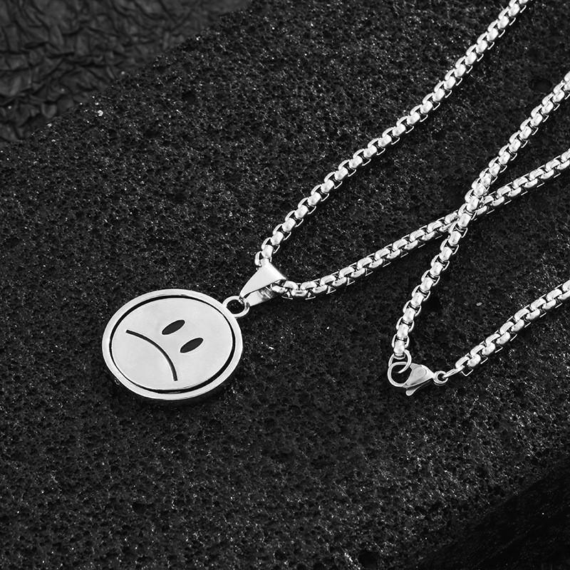 Модное вращающееся ожерелье со смайликом, уникальная хип-хоп подвеска для мужчин и женщин