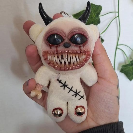 Gothic Halloween Keychain Handcrafted Punk Rock Keychain with Weird Horror Doll Design Backpack Accessories