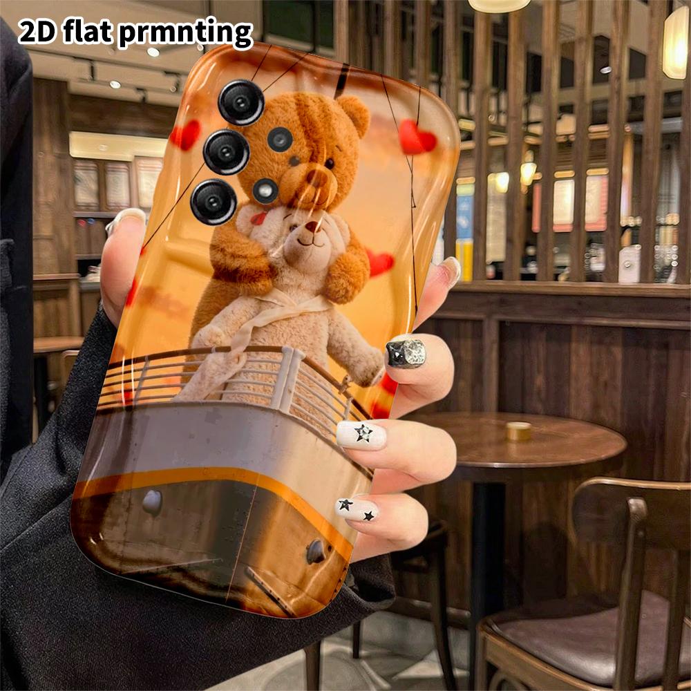 Phone Case: 2D Flat Samsung Galaxy A34 A35 S20 S22 S21 FE Plus Ultra Protective Case, Hugging a Little Bear, Christmas and Halloween Gift