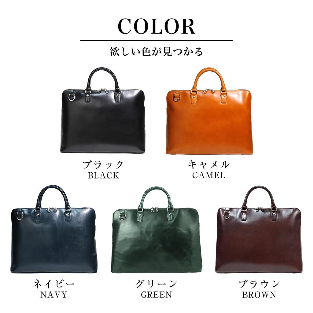 Joya Men's Saddle Leather Business Bag, Genuine Leather, 2-Way Briefcase, A4 Size, Navy, J4202