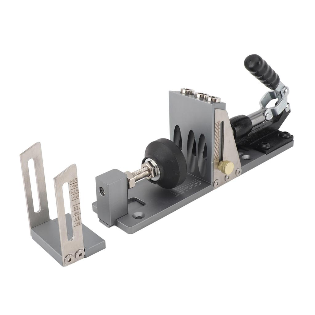 Pocket Hole Jig Kit Pocket Screw Jig Accurate Easy Adjust Aluminium Alloy Woodworking Tool with Step Drill Wrench for