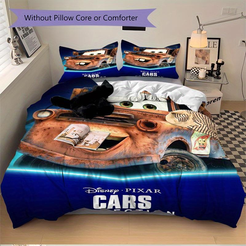 3pcs Disney Cars Collection Tow Mater Quilt Set Cartoon Themed Bed Quilt Set Lovely Character Bedroom Decor Bed Quilt Set Four Seasons (1 Cover +