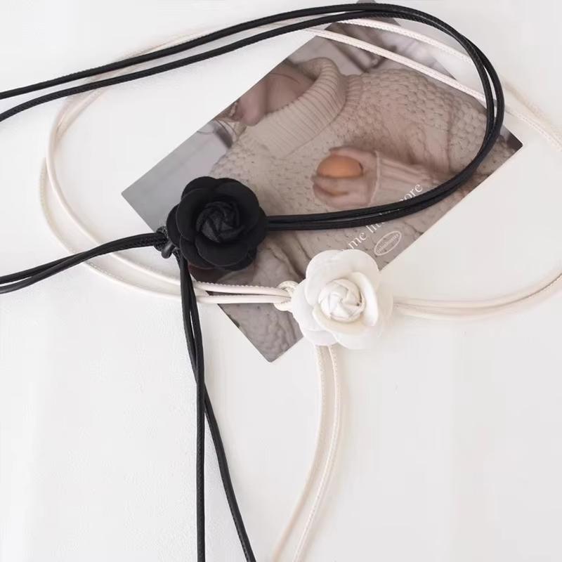 Камелия кожаный веревочный узел женский пояс длинный тонкий утягивающий пояс для женского платья юбка декоративные узкие ремни