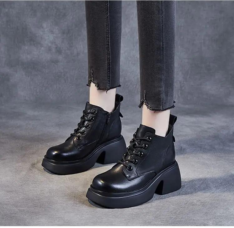 Модные Новые Челси для Женщин Лакированная Кожа Дикие Ботинки на Толстом Каблуке Женские Короткие Ботинки на Толстой Подошве на Высоком Каблуке Женские Ботинки 2025