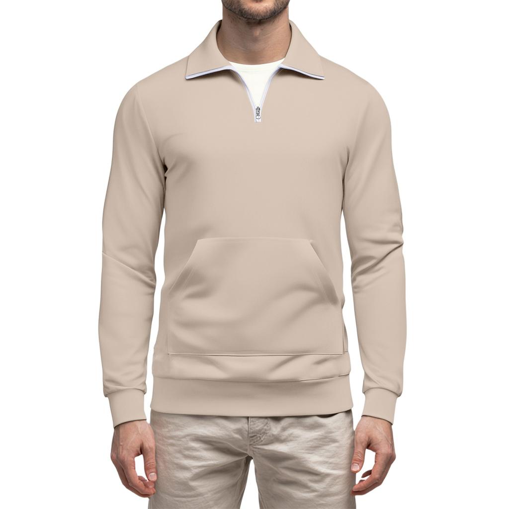 Мужской повседневный свитшот с длинными рукавами, воротником на молнии до четверти.