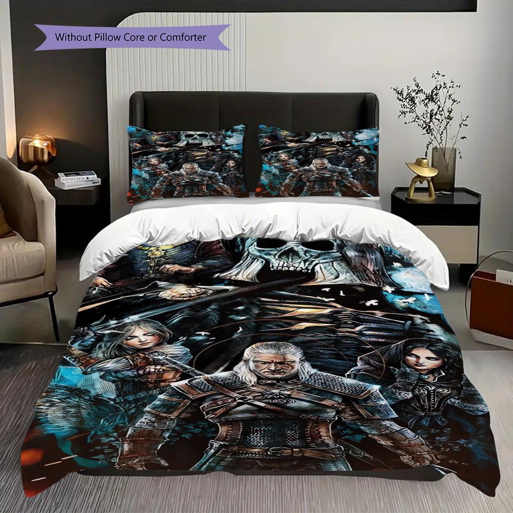 Fate Magic Witcher Bedding (1 * duvet cover + 2 * pillowcase, without core) 2D Flat Bedding set Christmas birthday gift Soft and comfortable