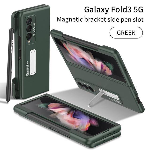 Ультратонкий матовый чехол для Samsung Galaxy Z Fold 3 Z Fold 4 5g, чехол с магнитным держателем, боковой слот для ручки, чехол для телефона Fundas (Нет S Pen )