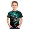 Summer Casual Tees Short Sleeve Cartoon Loose 3D T Shirt Funny Animal Children Tee Wolf Tiger Shirts Kids Top Boys Girls