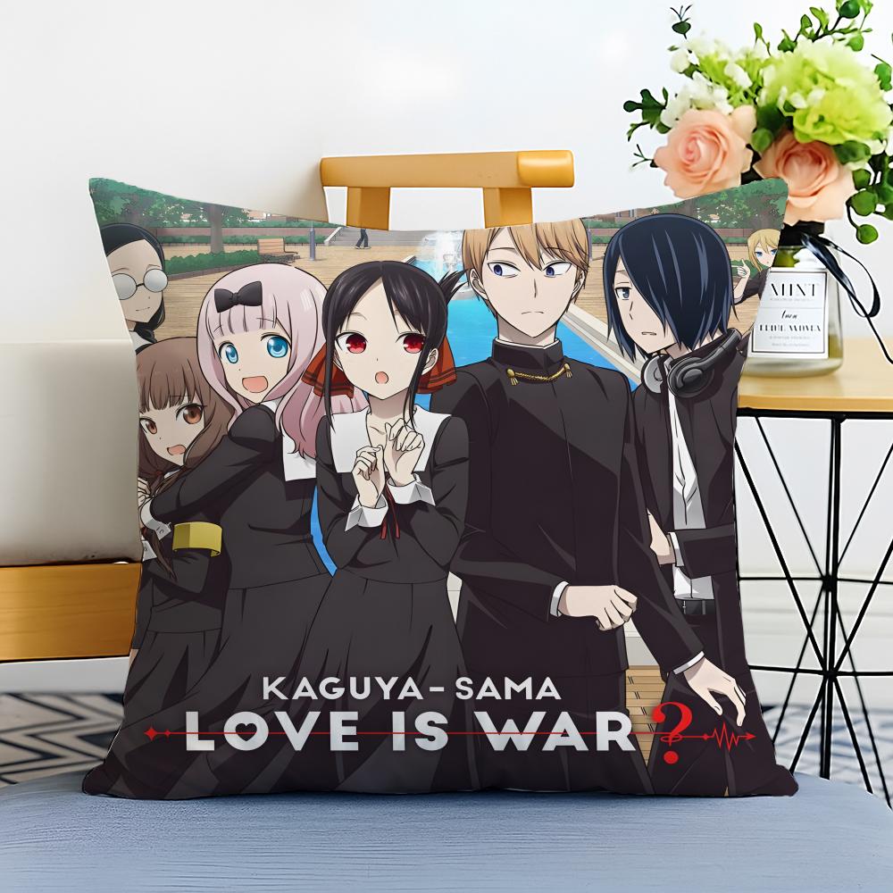 KKaguya sama Love is War Cushion Cover Washable Linen Pillowcase Soft for Sofa Bed Cozy Home Room Decor