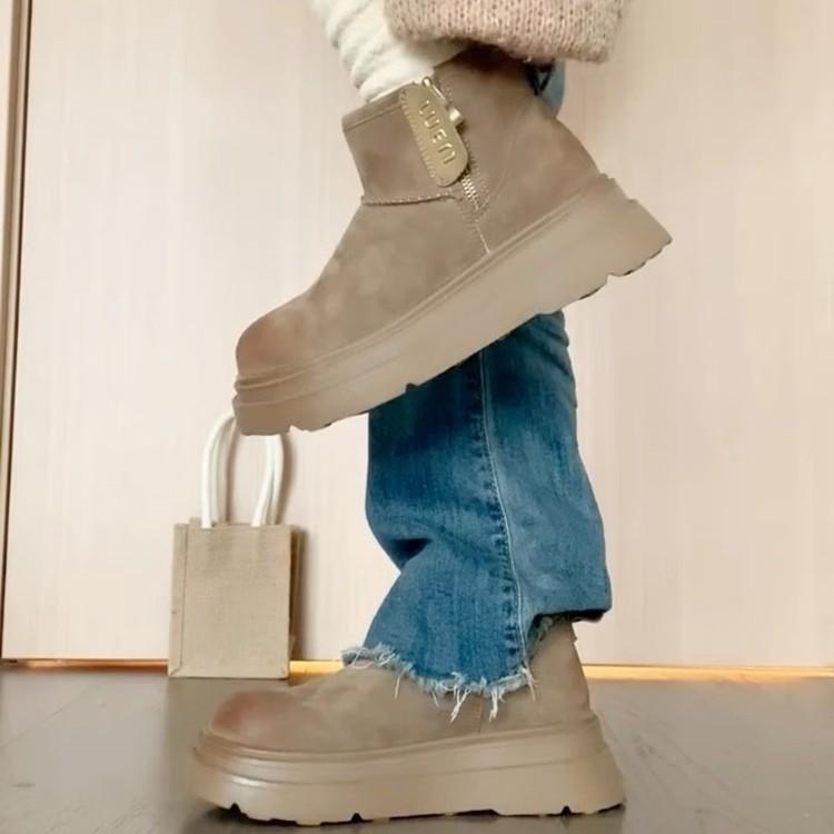 [sheii Су Иньинь] Маленькие ушки~ на толстой подошве маленькие короткие шерстяные ботинки-трубы детские зимние ботинки