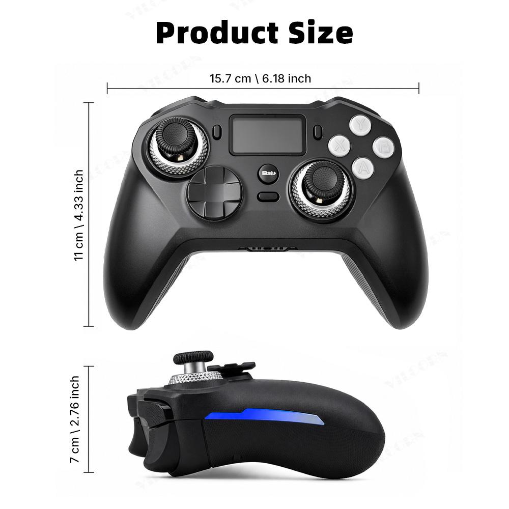 Smart Screen Wireless Game Controller with Hall Joystick Gamepad for PC Switch Android iOS RGB Macro Turbo Gyro With Charging Dock