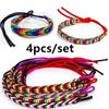 4Pcs Colorful Handmade Braided Friendship Bracelets Ankle Bracelet Prayer Bracelet Party Gifts