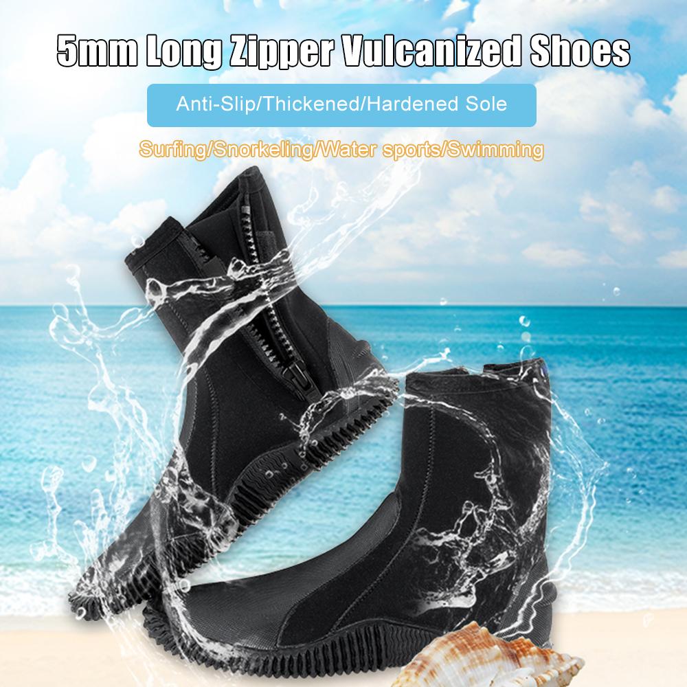 Неопреновые ботинки для дайвинга с противоскользящей подошвой, 5 мм, водная обувь с боковой молнией для подводного плавания и дайвинга