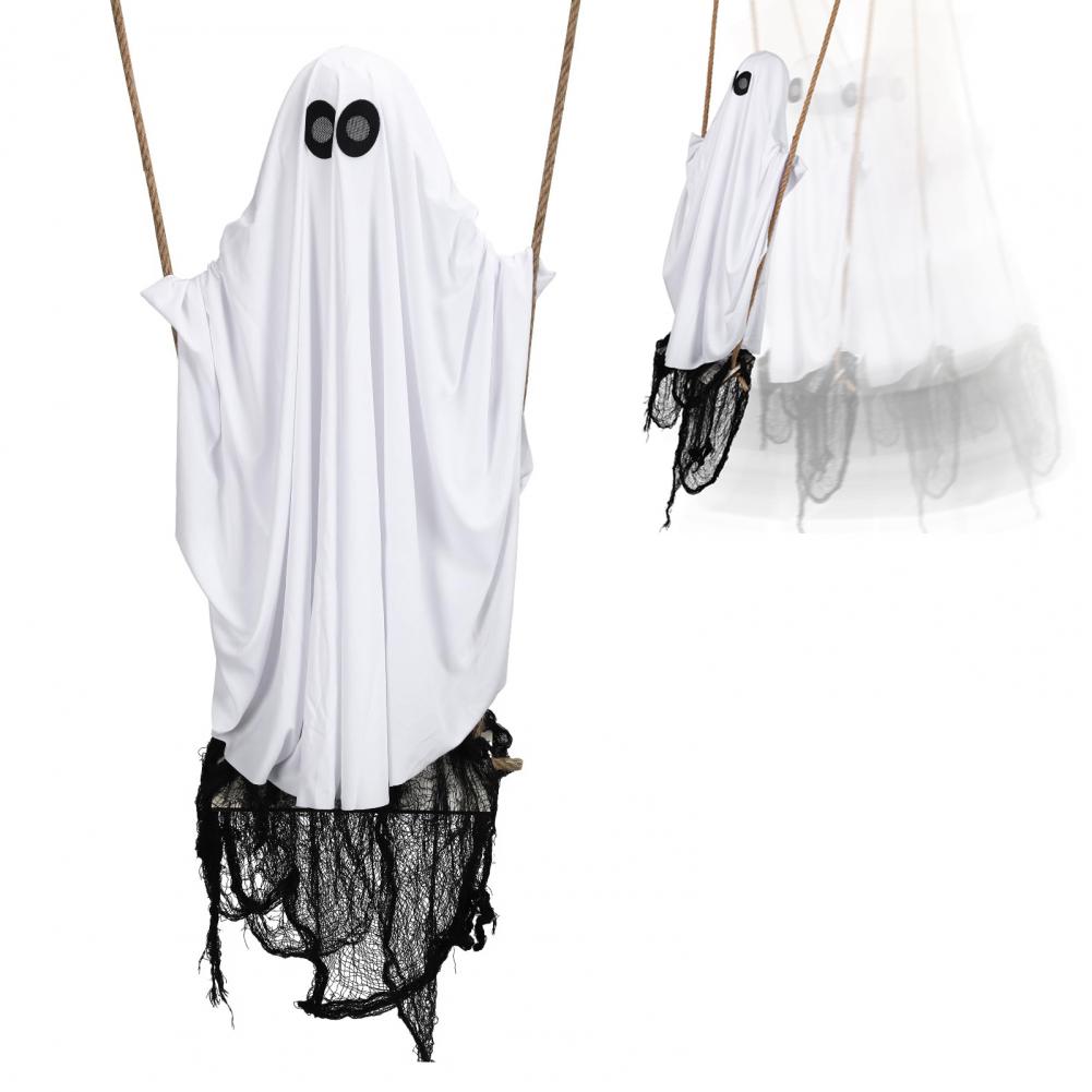 Swing Ghost Figure Swing Ghost with White Lantern Swinging Ghost Decoration for Halloween Party Haunted House Outdoor Decor