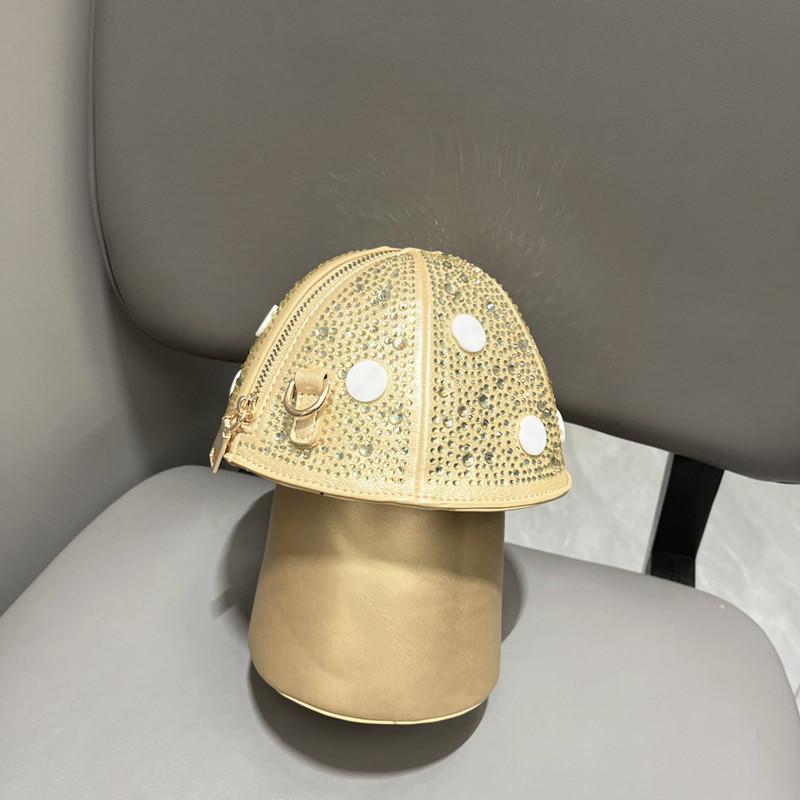 2025 Luxury Fashion Designer Women Mushroom Shaped Rhinestone Clutch Femme Crystal Crossbody Shoulder Bag Funny Shiitake Handbag