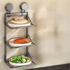 Kitchen Suction Cup Folding Storage Rack Household Multi-Layer Pot Rack Wall Mounted Storage Rack Carbon Steel Material