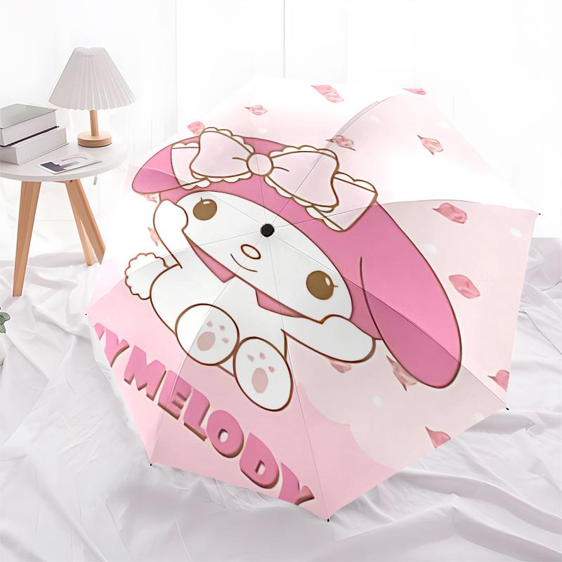 1pc My Melody Pink Bow Outdoor Umbrella - Automatic Open/Closed, Foldable Design, 8-Rib Iron Frame, Festival Gift for Fans, Travelers, Daily Use.D080
