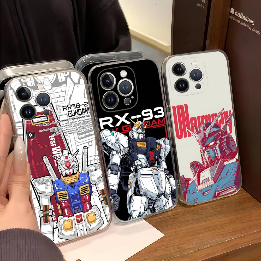 Cartoon G-Gundams Transparent Phone Case For IPhone 16 15 14 13 12 11 Pro Max Plus Soft Cover