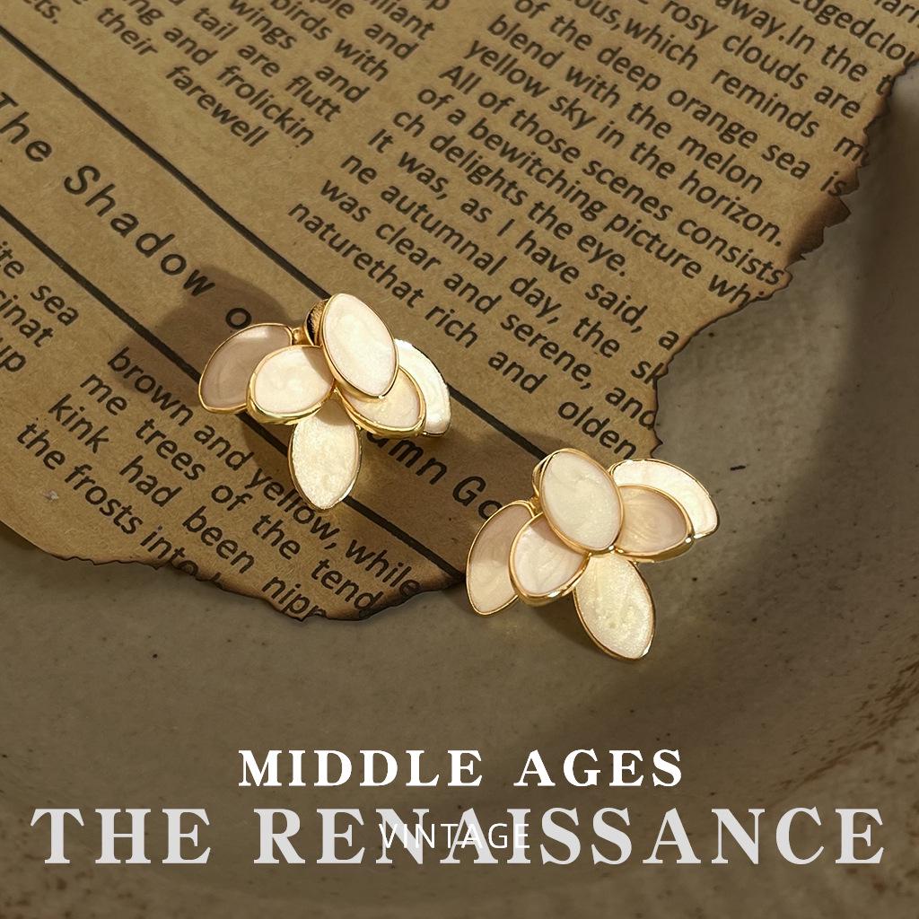 Vintage Burgundy Red Enamel Drop Earrings - Retro French Style Studs