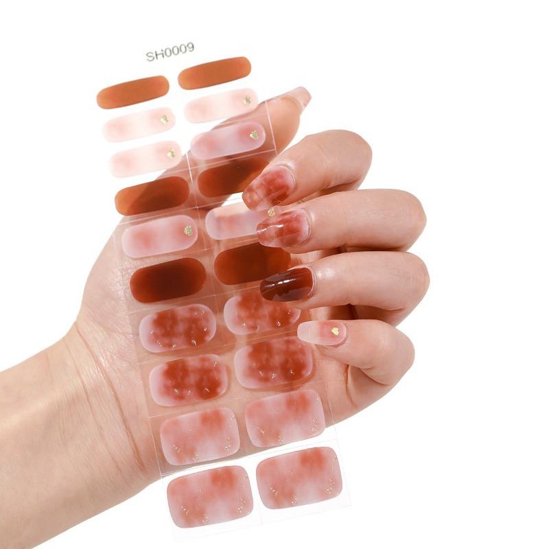 Gel Nail Sticker 20 Nail Semi-curing Lamp Nail Sticker Hardens Waterproof Full Sticker Fluorescent