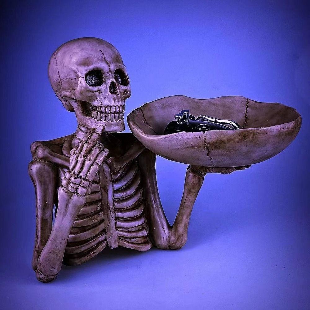 Resin Skull Storage Tray Skull Head Skeleton Fruit Plate Home Decor   Dresser
