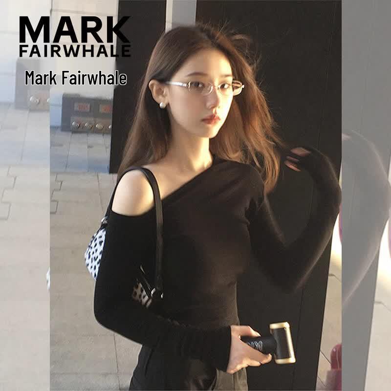 MARK FAIRWHALE Women's Asymmetric Shoulder Long Sleeve T-shirt
