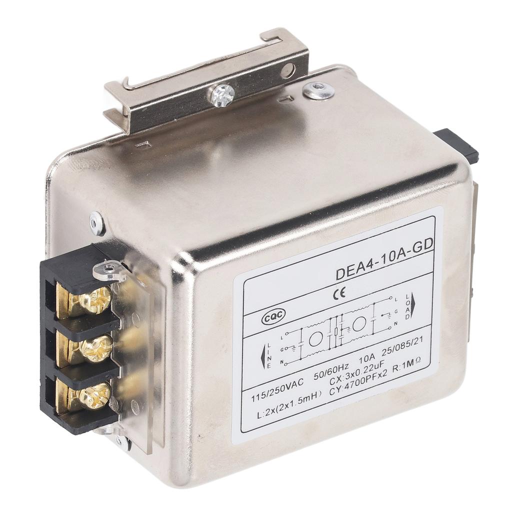 EMI-фильтр 10A Подавление помех Фильтрация шумов Установка на 35мм рейку Однофазный фильтр питания