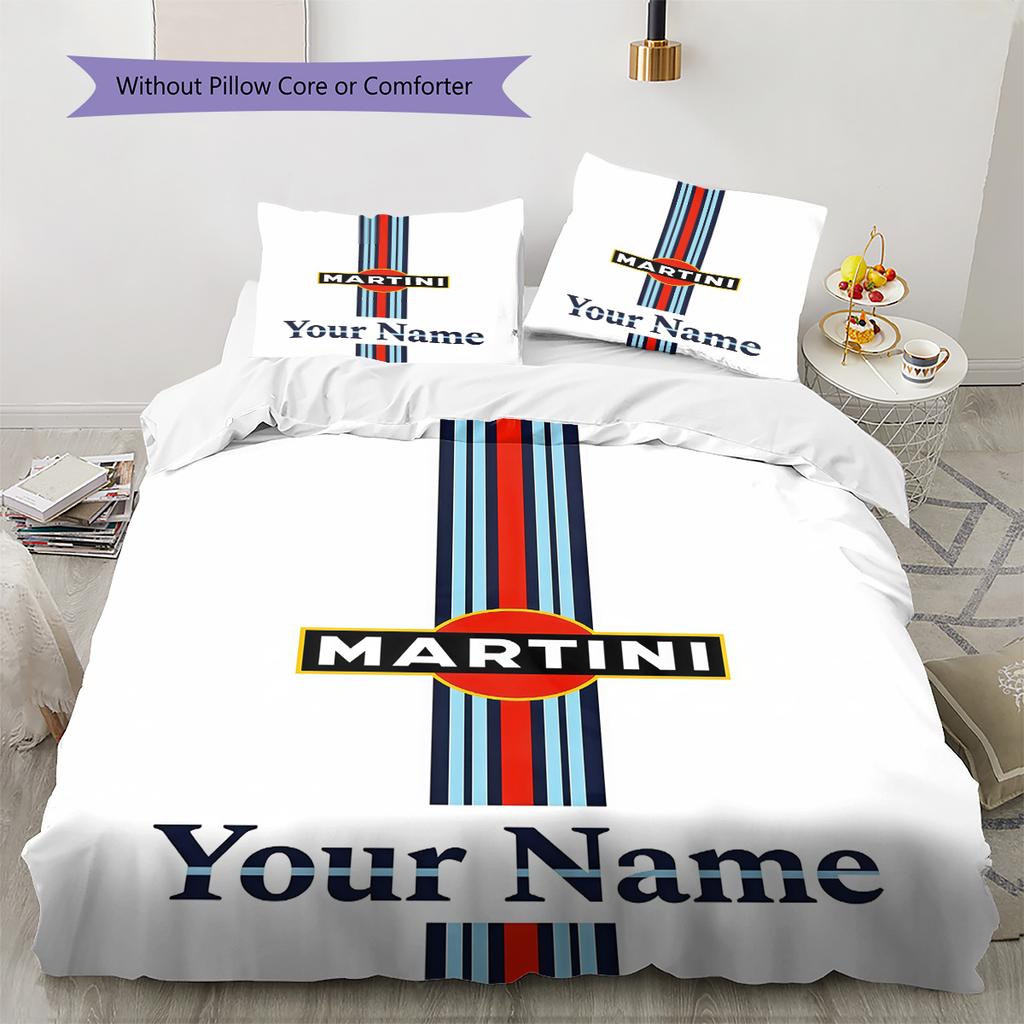 Custom Name Martini Racing Bedding,Quilt Set Quilt Cover Pillowcase Home Birthday Gift(1 * duvet cover + 2 * pillowcase, without core) -HE79