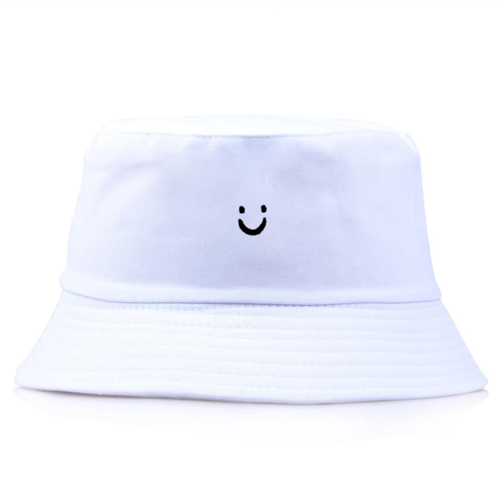 New Smiling Face Embroidered Fisherman Hat Women's Cute Sunscreen Bowl Hat Men's Outdoor Sunshade Hat