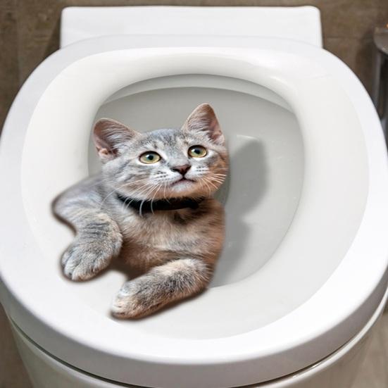 Преобразите ванную комнату с милыми наклейками для унитаза с котами, водонепроницаемые самоклеящиеся и съемные наклейки для удовольствия, счастливый опыт