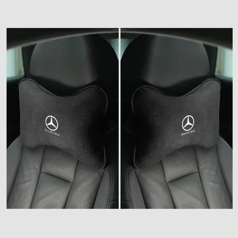 Suede Car Seat Neck Pillow Headrest Head Rest Relax Protector For Mercedes Benz AMG W203 W206 W220 W205 W211 W212 W201 W210 W108 JKLMP1