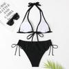 Beach Holiday Swimwear Strappy Bikini Sexy Solid Colour Separate Swimwear Set