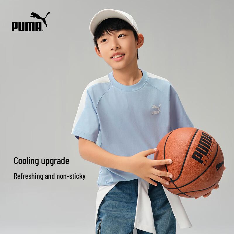 Puma Детская летняя футболка с коротким рукавом в стиле колор-блок