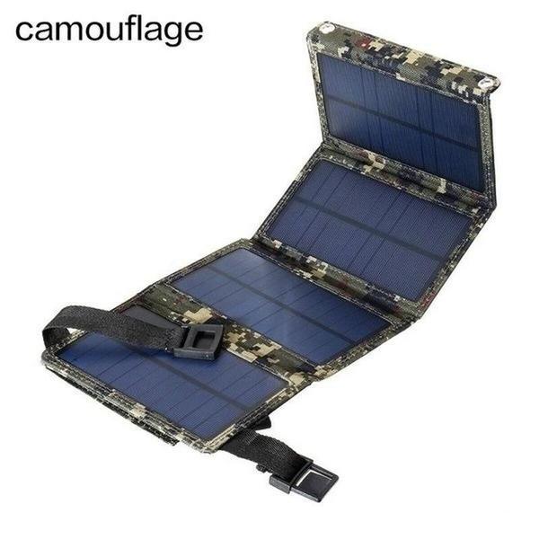 Waterproof USB Outdoor Sunpower Foldable Solar Panels Cells 5V Portable Solar Mobile Battery for Traveling Camping Hiking Black/Camouflage